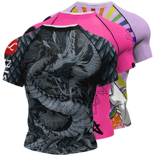 Imagen 1 del producto CODY LUNDIN-Camiseta deportiva de manga corta para hombre, camiseta de sublimación BJJ Rash Guard de compresión No Gi Jiu Jitsu Rashguard para ropa de MMA