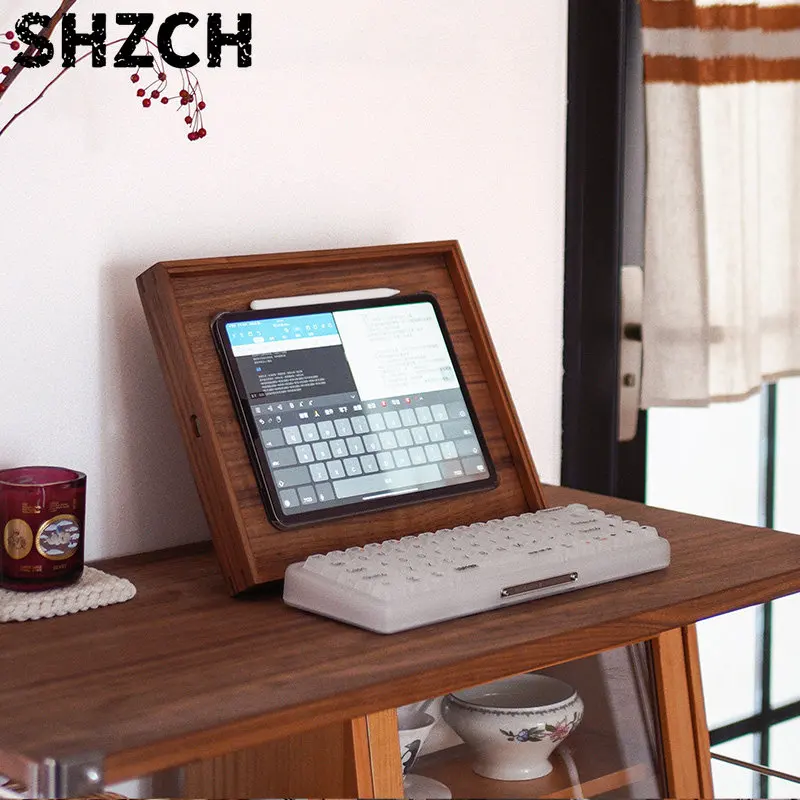 Universal Solid Wood Tablet Stand Desktop Photo Display Holder Multi-purpose Tabletop Bracket Picture Presentation Accessories