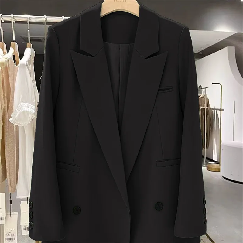 Herbst 2024, lässige Jaets für Damen, Damenanzüge, Mäntel, gerader Schnitt, Polyester, lang, Sve, reine Farbe, vielseitig, Faion