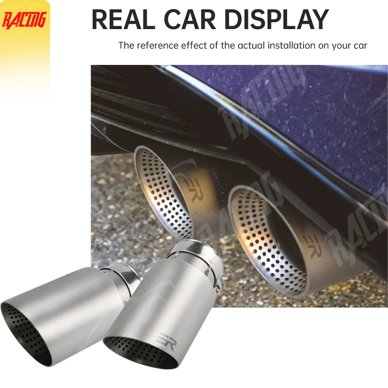 89mm 101mm Universal Matte Stainless Steel Exhaust Tip Cars Accessories Muffler Upgrade Vehicles Decoration For Auto Modified