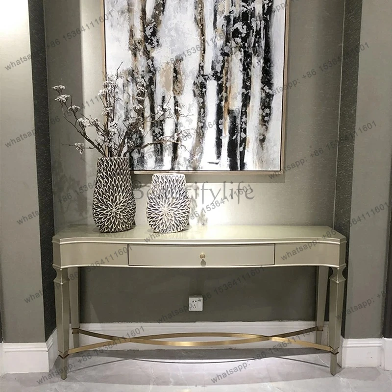 

Light luxury solid wood entrance cabinet Modern simple entrance hall entrance table Living room storage decorative cabinet