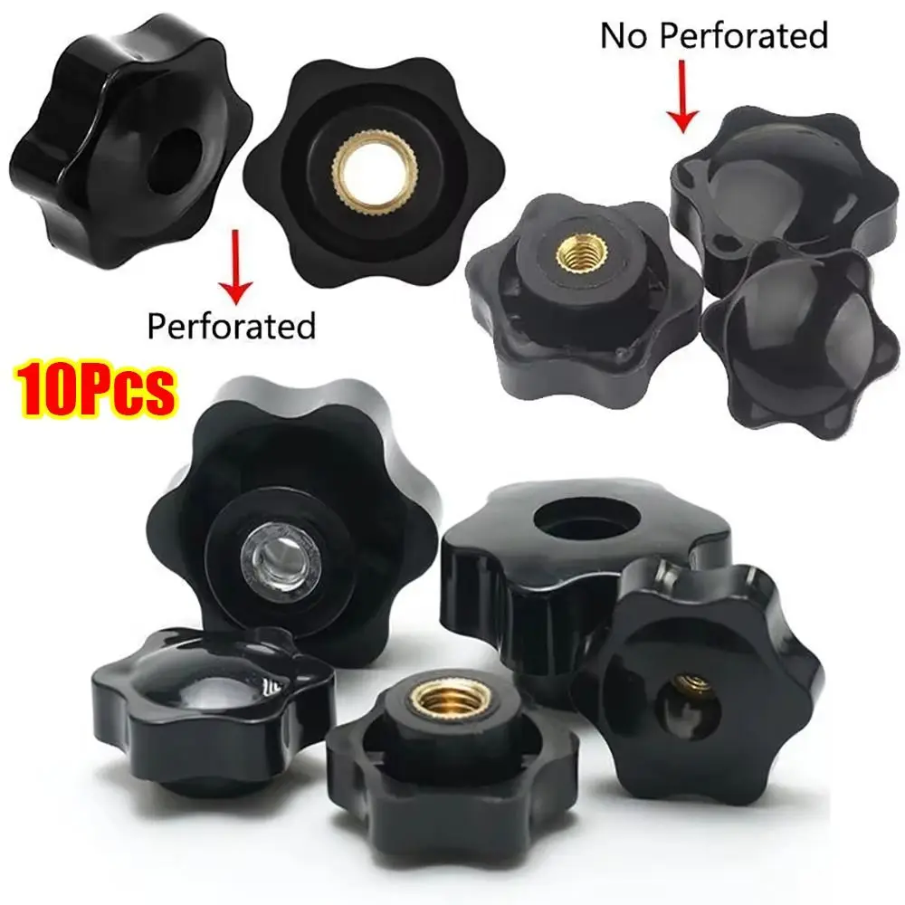 10Pcs M4 M5 M6 M8 M10 M12 Plum Hand Tighten Nuts Handle Thread Mechanical Black Thumb Nuts Clamping Knob Manual Thumb Nut