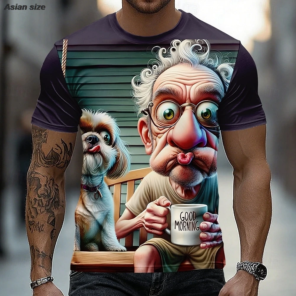 Men's Old Man T Shirt Short Sleeve T shirt 3D Print Crew Neck Shirt Exaggerated Designer Club Party t shirts