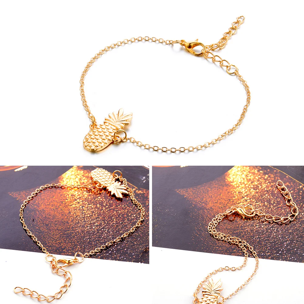 3D Foot Chain Decor Pineapple Anklets Hollow Women Bracelet Jewelry Three-dimensional Women's