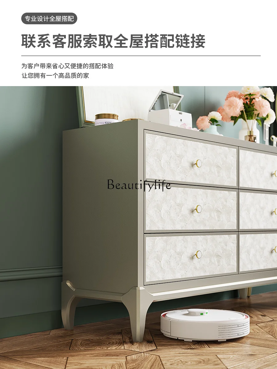 French Cream Style Dresser Storage Cabinet Integrated Bedroom Makeup Table Chest of Drawers