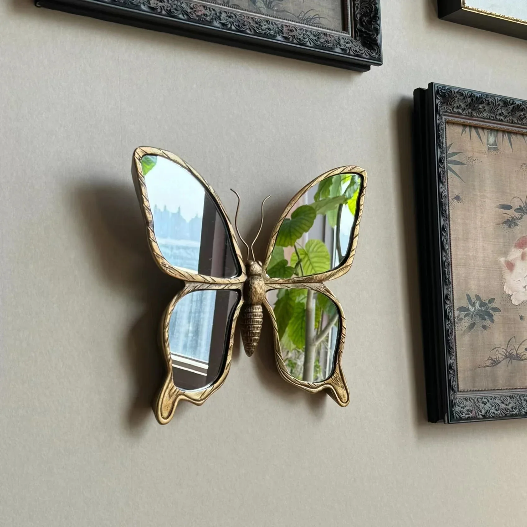 Butterfly element jewelry three-dimensional decorative ornament high-end sense niche living room bedroom entrance wall pendant l