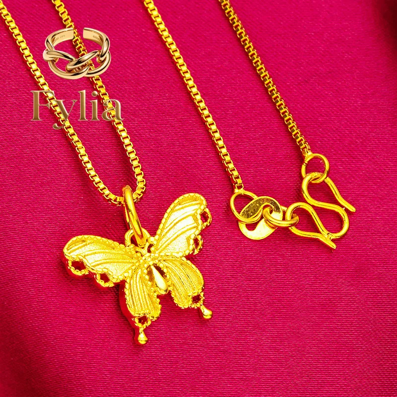 Fylia Jewelry   Bow Necklace for Women, 24K Gold, AU999 | Polished 3D bow with zircons on delicate chain, sweet and radiant for