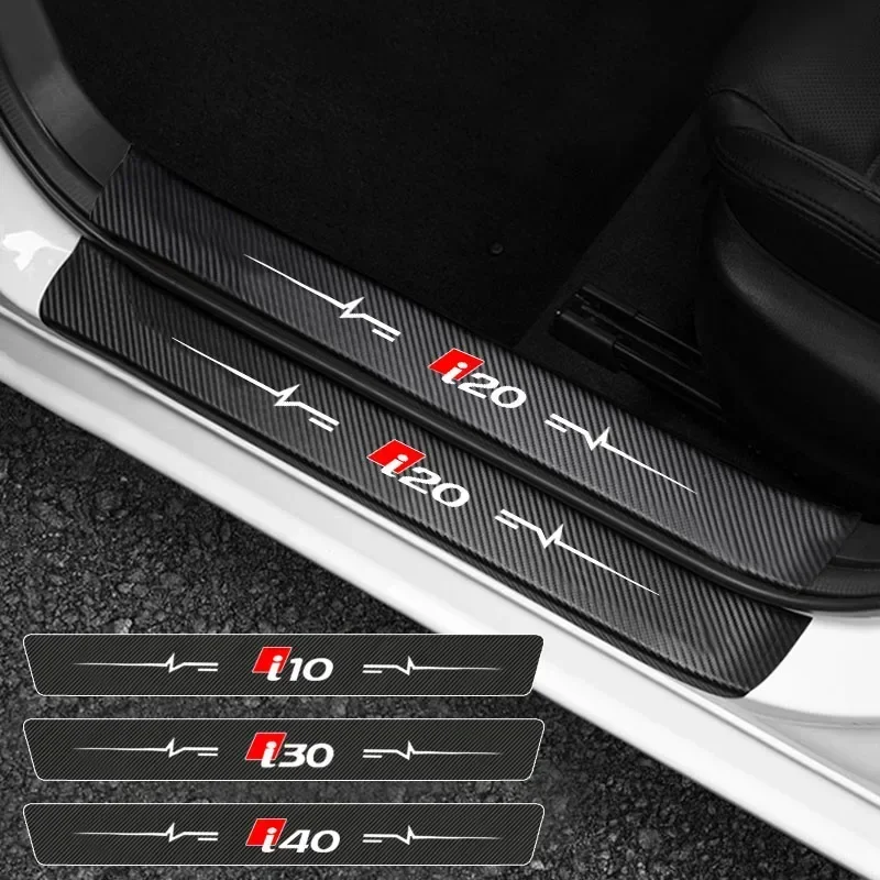 For Hyundai IONIQ i10 i20 i30 i40 Carbon Fiber Car Doorsill Sticker Anti-scraping Waterproof Protective Film Accessories Trunk