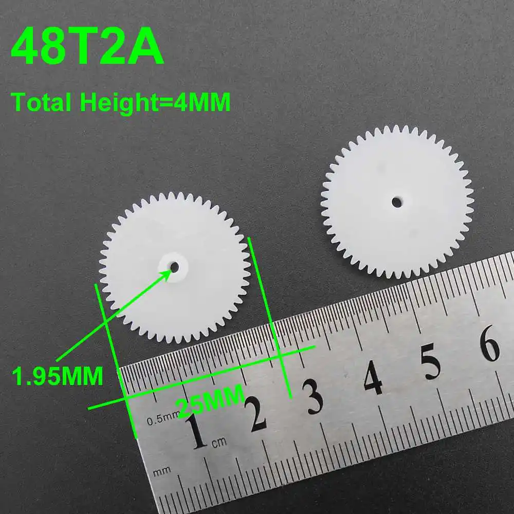 100 قطعة 48T البلاستيك حفز والعتاد 0.5 معامل 48 الأسنان تتحمل ثقب فتحة 2 مللي متر 1.95 مللي متر 2A لتقوم بها بنفسك ملحق T = 48 H 4 مللي متر x OD 25 مللي متر 482A 48T2A #1