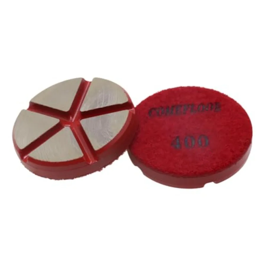 

Concrete terrazzo floor grinding: hybrid ceramic transitional diamond pucks 3-inch hook-and-loop aggressive 400 gray high-durab