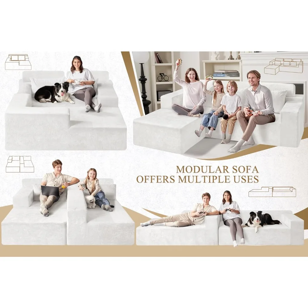 L-Shaped Modular Sectional Sofa 105 - Comfortable Deep Seating for Living Room, Ready to Use, No Assembly Needed