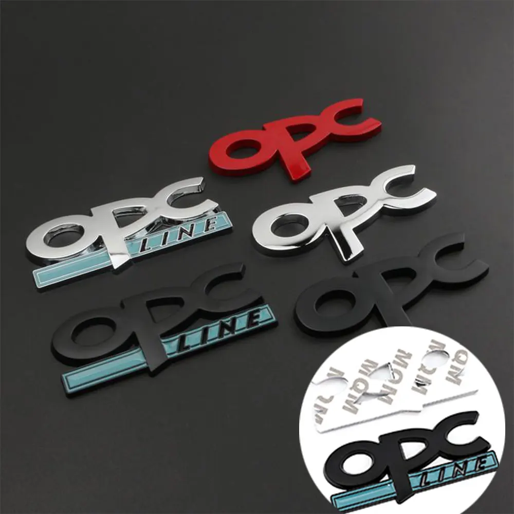 3D Metal Letters OPC Line Logo Black Chrome Emblem Badge Car Rear Trunk Stickers Labels For Car Accessories