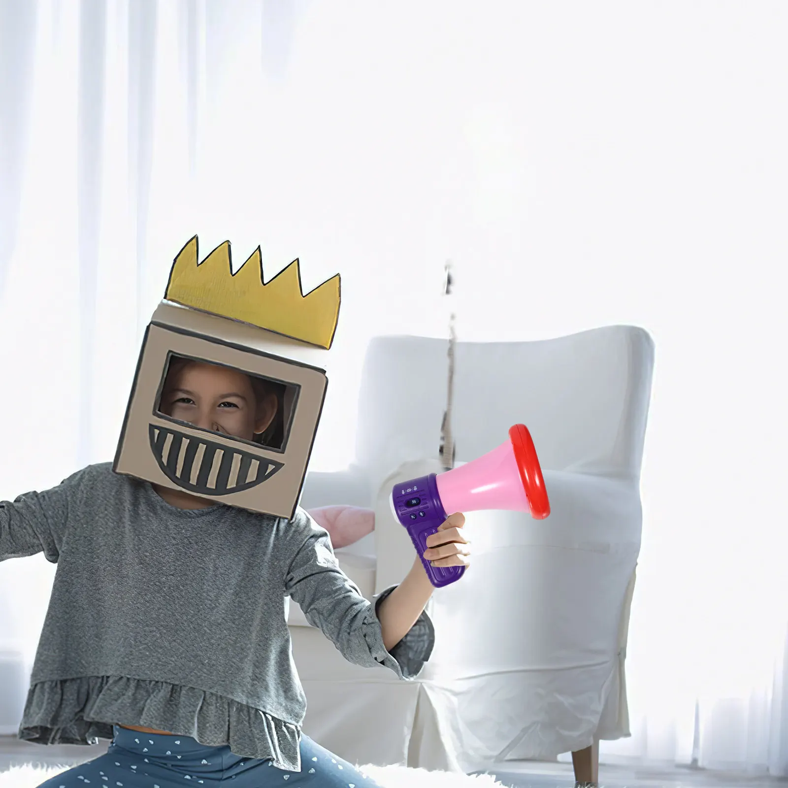 

1Pcs Mini Electric Trumpet with Voice Change Feature Colorful Hand-Held for Children Smooth Safe Design Stage Play