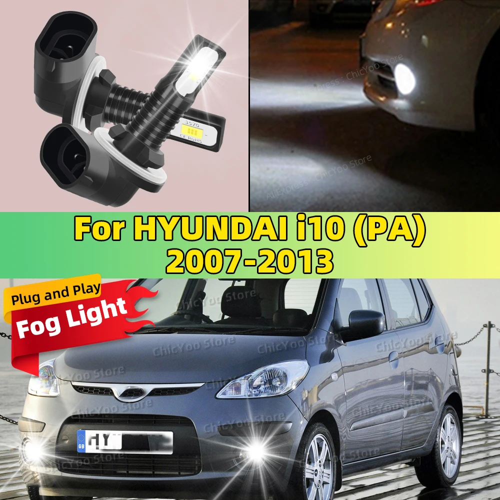 

2X светодиодный автомобильный светильник, передняя лампа, противотуманная фара 20000LM, ультра яркий для HYUNDAI i10 PA 2007 2008 2009 2010 2011 2012 2013