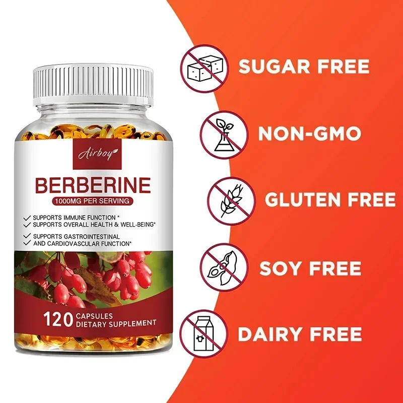 Berberine-capsules - Ondersteuning van de totale gezondheid en immuunfunctie, bevordert de spijsvertering, verbetert de energie, anti-oxidant en anti-aging