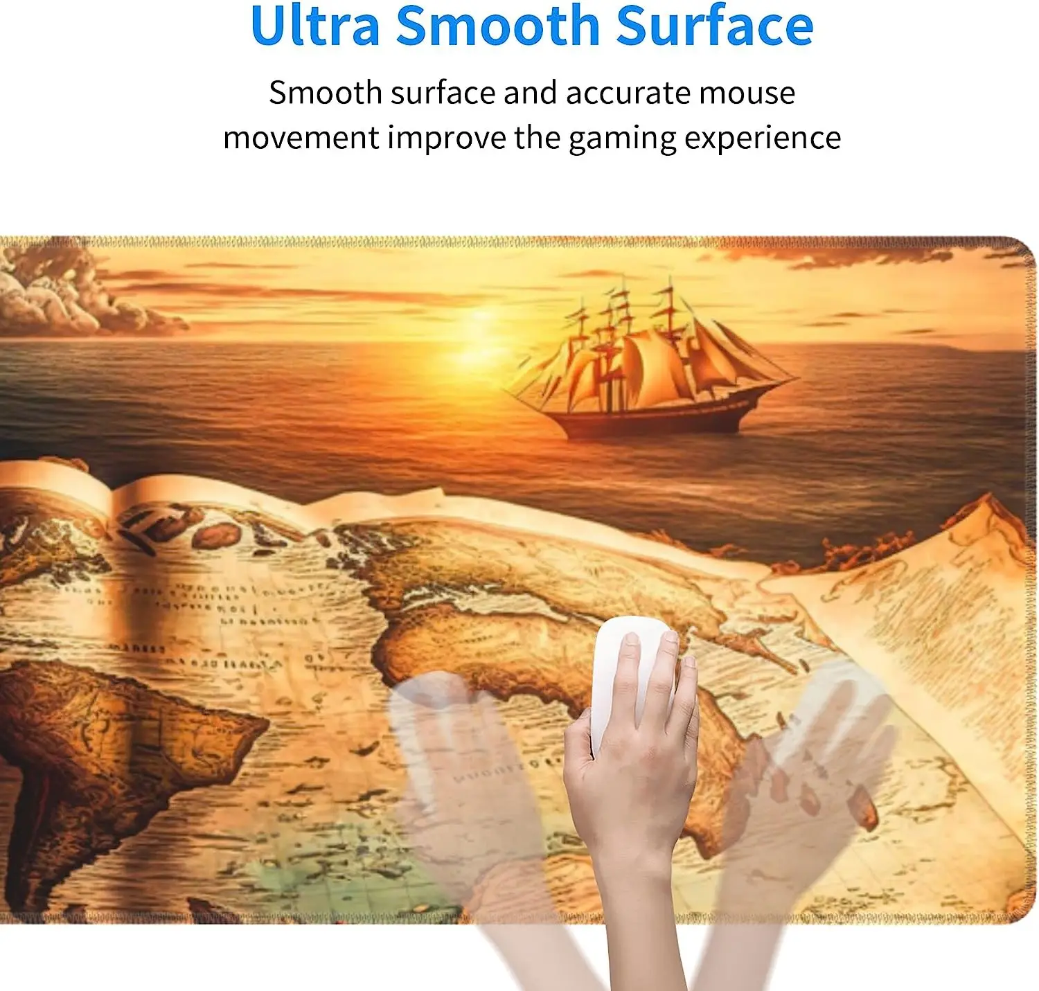 World Map Mouse Pad Large XL Gaming Mouse Pad Desk Pad 31.5x11.8 inch Long ComputerNon-Slip Base for Home Office Work