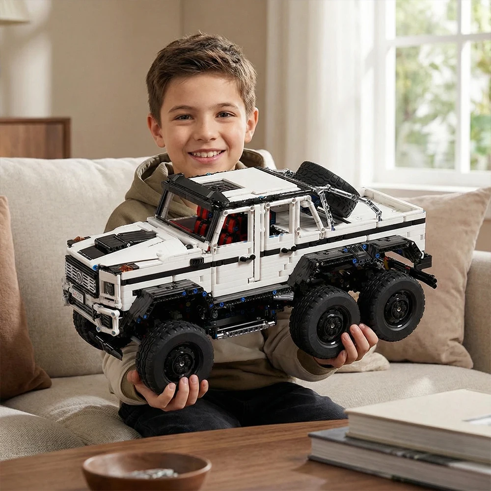 1:8 échelle 3713 pièces 6x6 tout-terrain SUV statique blanc Kit camionnette technique blocs de construction de voiture véhicule garçons adultes MOC bricolage cadeau