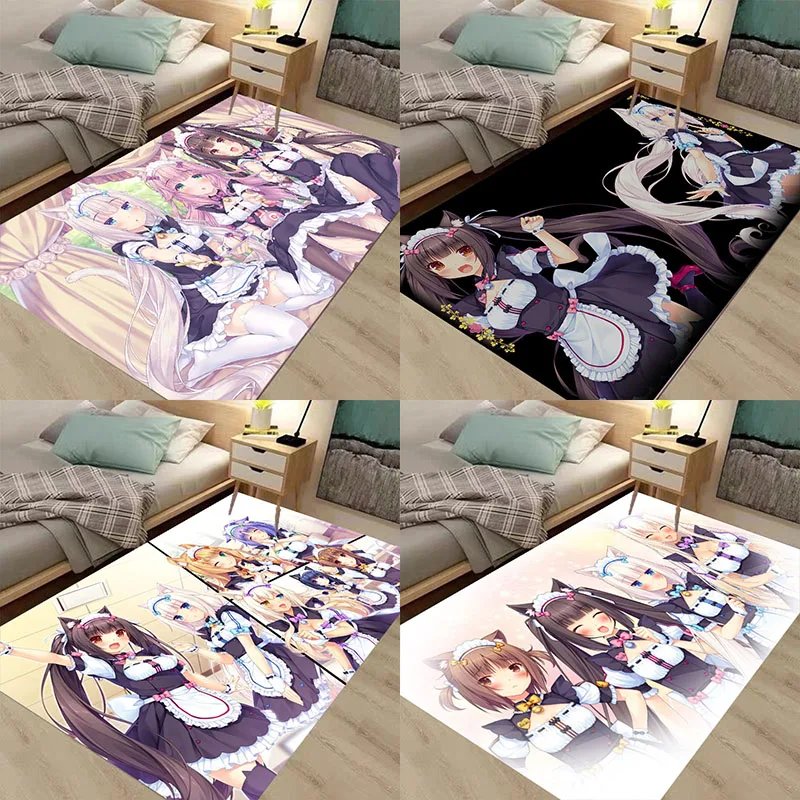 Anime N-Nekoparas Printed Carpet Non-slip carpet Living Room  Bedroom Rug Entrance Floor mat Home Kitchen Hallway Decor