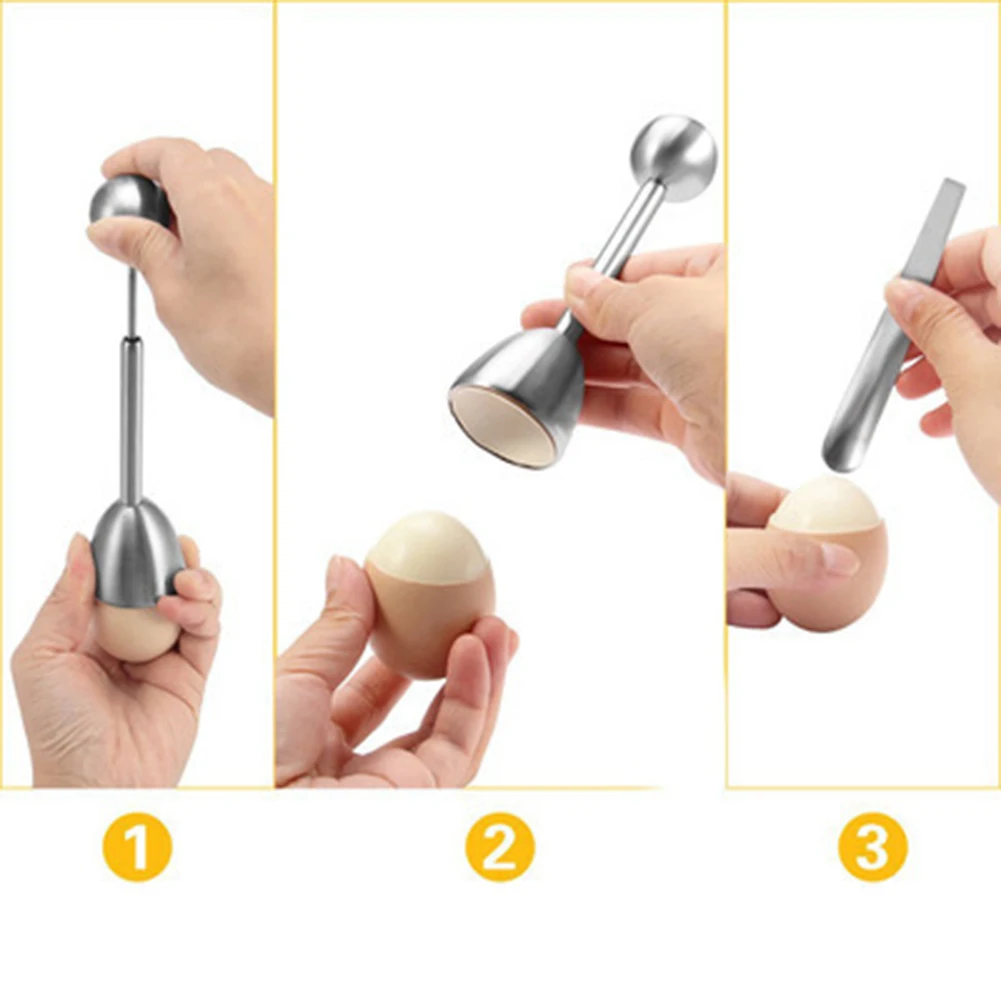 5Pcs Stainless Steel Egg Cracker Opener Cutter For Boiled Soft Hard Shell Removal Gadget Breakfast Cooking Aid