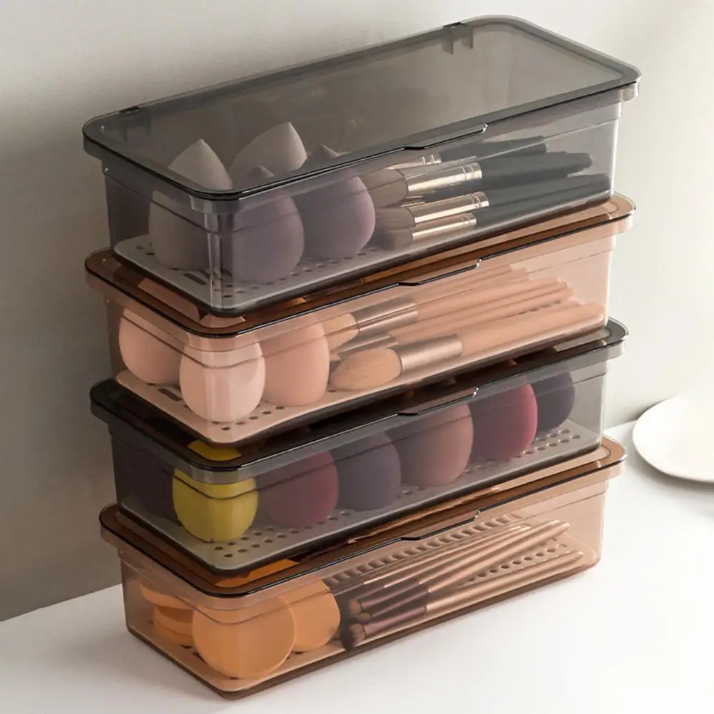 Cosmetics Storage Box High Capacity Transparent Visible Makeup Brush Toiletries Desktop Container for Bathroom Organizadores