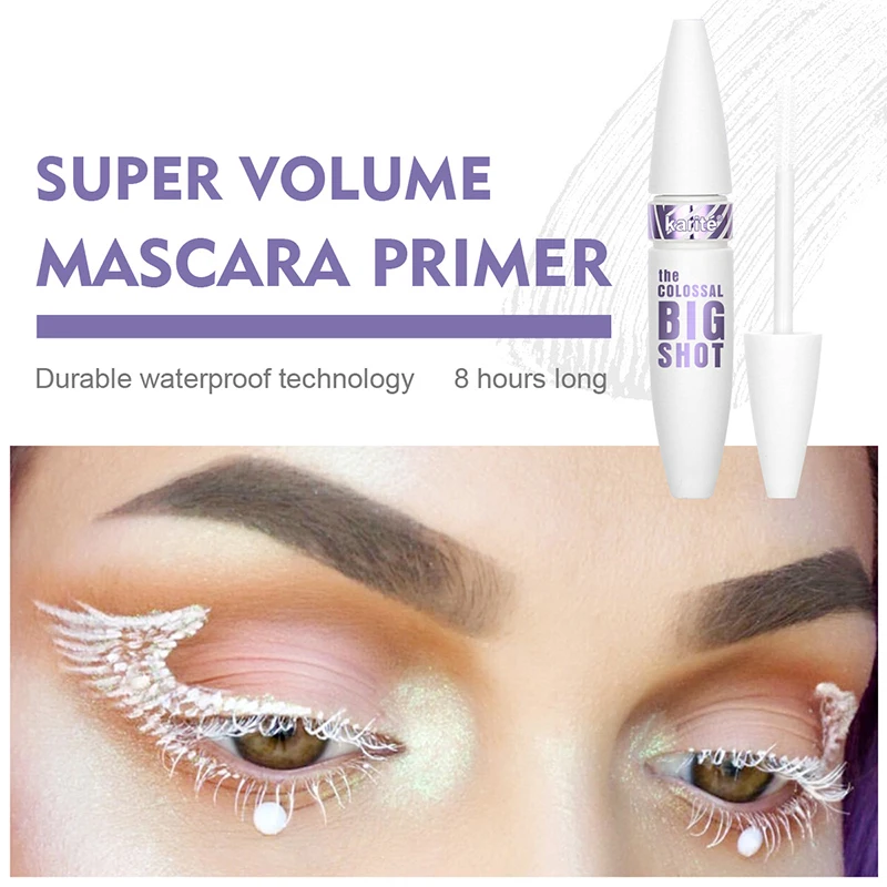 ماسكارا بيضاء طويلة ومجعدة، رموش ملونة مقاومة للماء والعرق، بدون كلمب، ليس من السهل تلطيخها، ليس من السهل التآكل