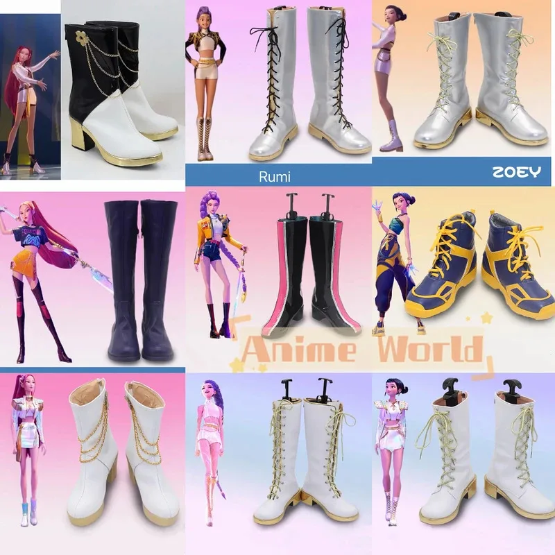 

Обувь для косплея Kpop Mira Rumi Zoey для мальчиков и девочек, ботинки для Хэллоуина, карнавала, вечеринки, Рождества, карнавальный реквизит на заказ