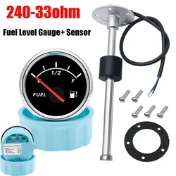 52mm Fuel Level Gauge +100mm-600mm Fuel Level Gauge Sensor 240-33ohm Car Meter with Red Backlight 9-32V Fit Boat Car