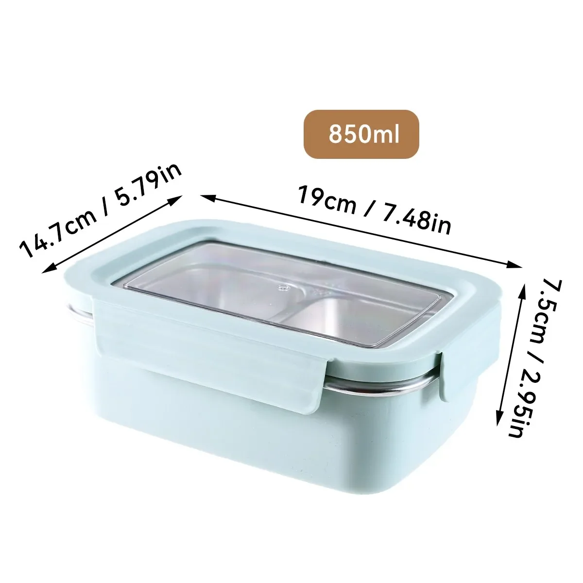 1/2 Grids draagbare bentolunchbox met deksel, magnetronbestendig, lekvrij, 304 roestvrijstalen voedselcontainer voor kinderen en studenten