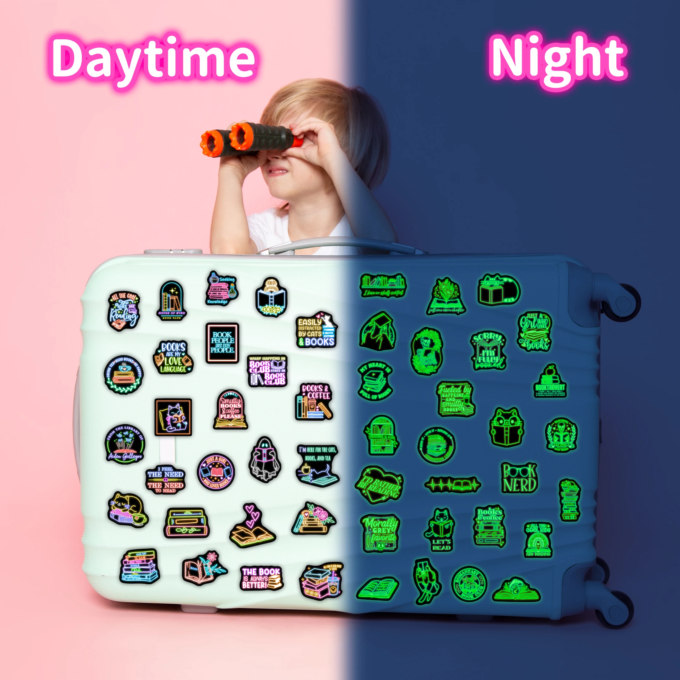 50 قطعة النيون يتوهج في الظلام كتاب نمط ملصقات مقاوم للماء شارات الفينيل سكيت الكمبيوتر الديكور للأطفال المراهقين الهدايا #4