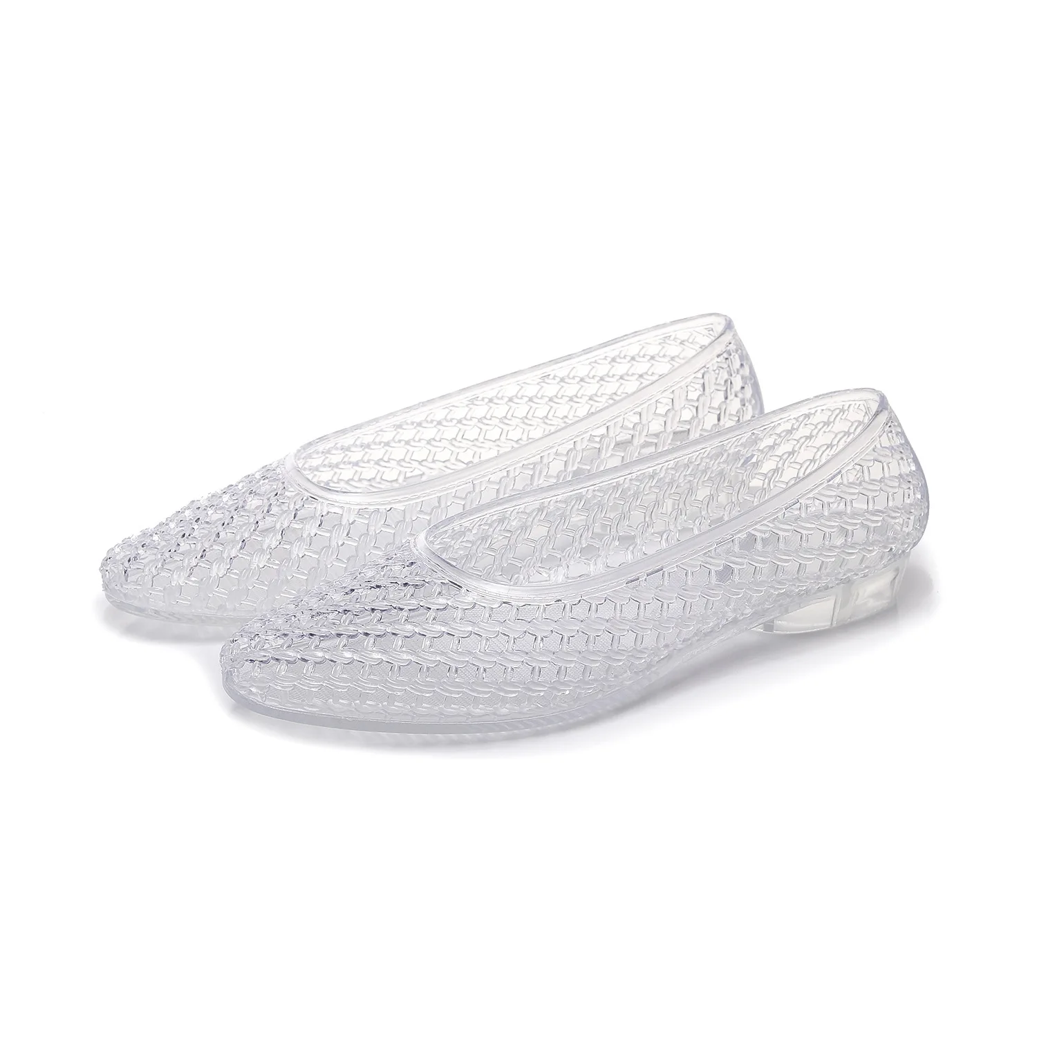 Women's New Jelly Shoes Transparent Sandals Lazy Flat Shoes Breathable ms Flat Shoes 36-40