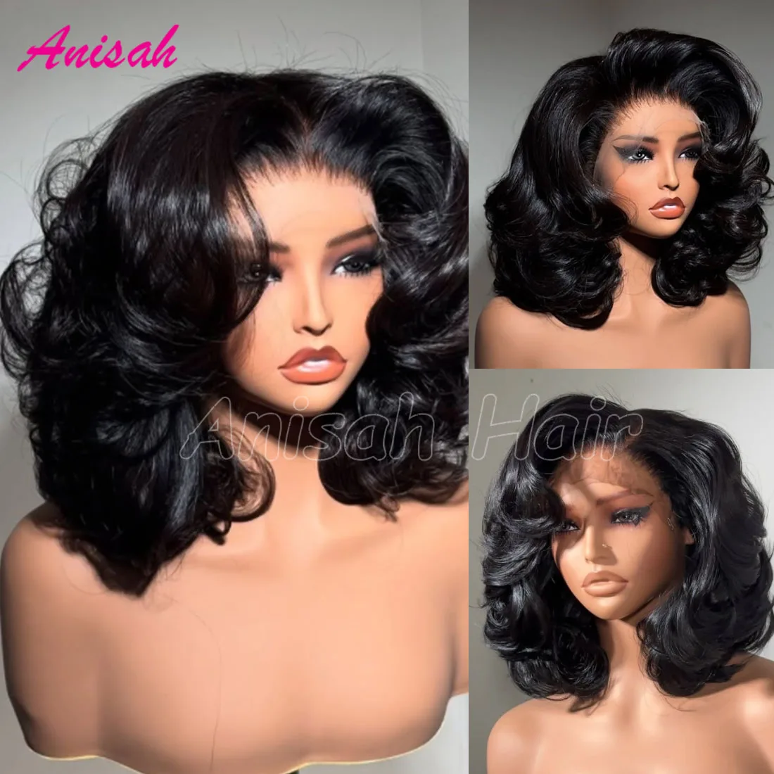 

250 Density Vietnamese Hair Double Drawn Lace Closure Bob Wig Pre Plucked Super Wave Short Bob Lace Front Human Hair Wig