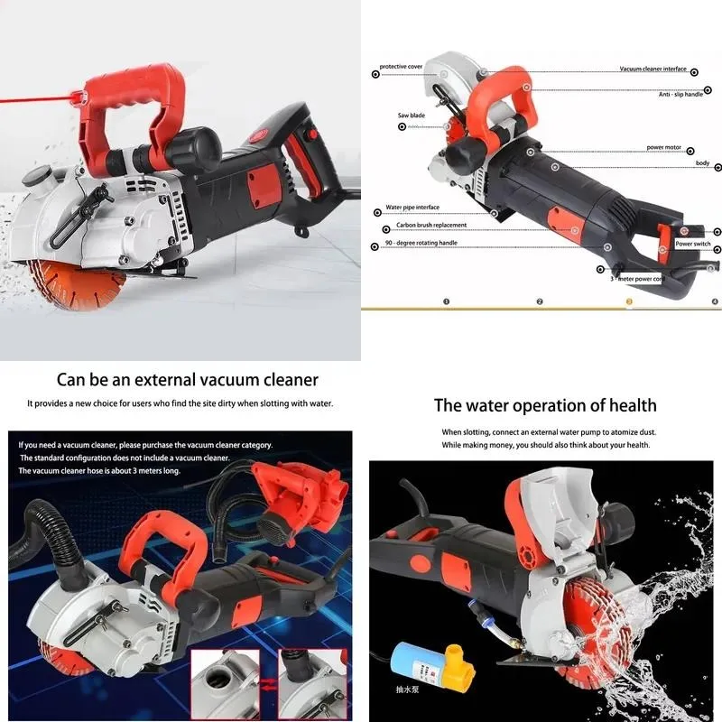 Portable Electric Wall Groove Saw Concrete Brick Chaser Cutting Machine