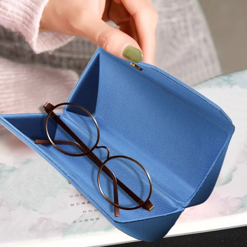 صندوق نظارات ثلاثي قابل للطي ناعم قابل للطي حافظة نظارات قراءة متعددة الوظائف محمولة حقيبة نظارات شمسية للطلاب #4