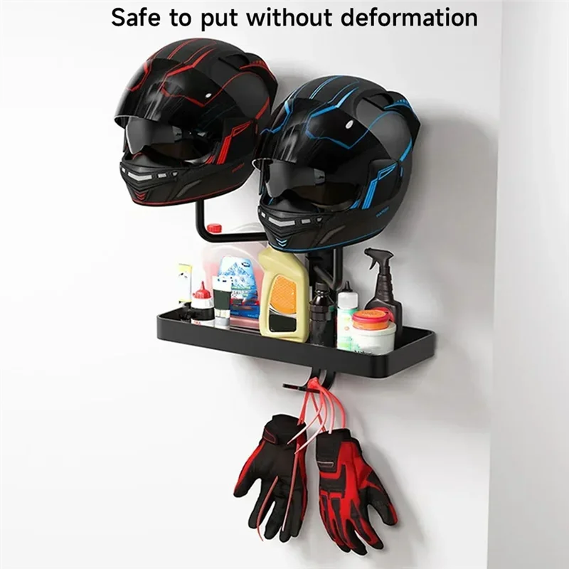 

Motorcycle Helmet Display Stand With Adjustable Hook Universal Fit For Caps, Jackets& Accessories. Wall Mounted Storage
