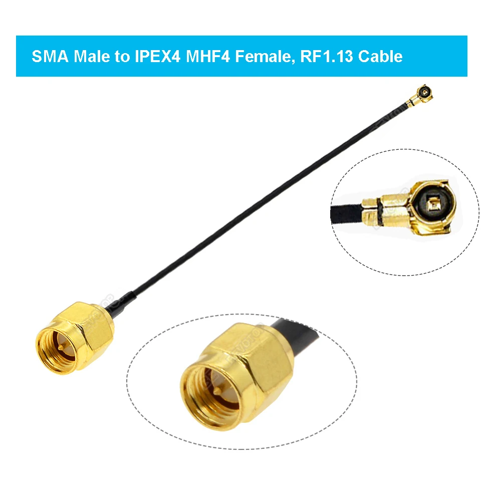 2PCS/lot 4 to SMA Pigtail RP-SMA/ SMA Male to U.fl 4 4 Female Jack WIFI Antenna Extension Jumper RF1.13 Cable Adapter