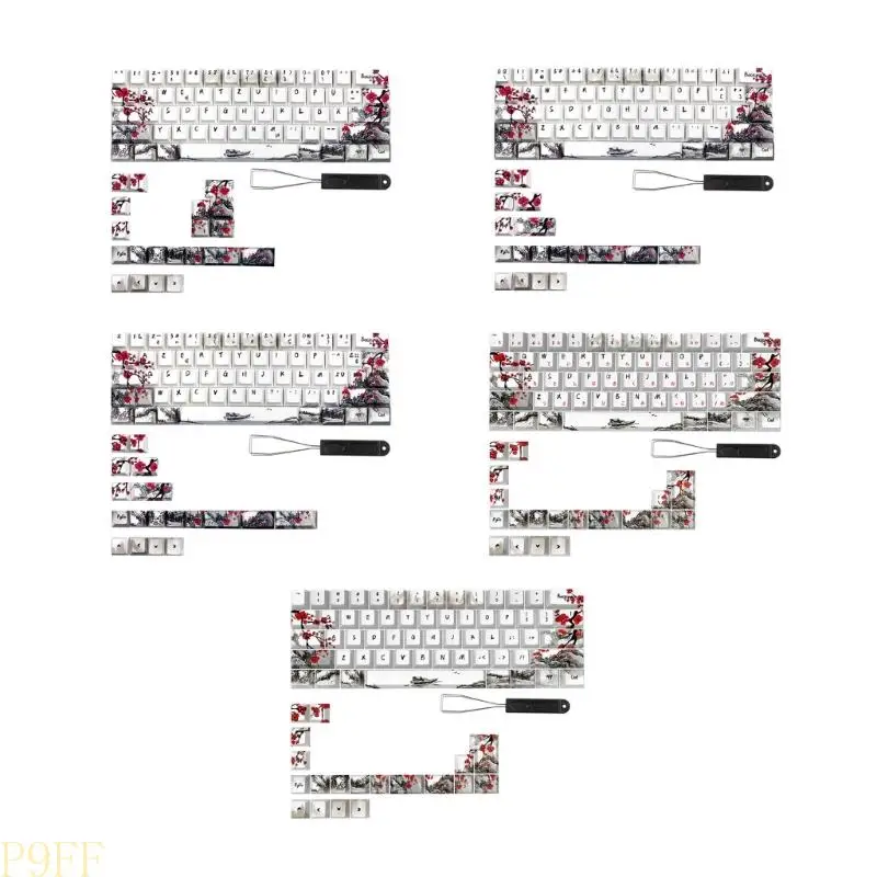 

CS1W Keycaps 80 Keys CherryProfile Plum Blossom Keycap for 61 64 67 68 Keyboard Keys