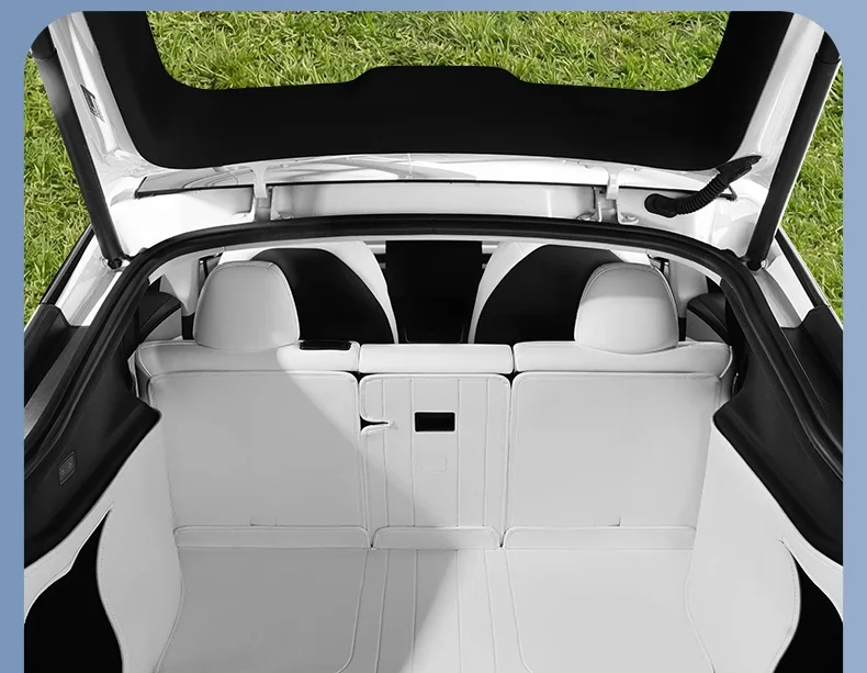 7Pcs For Tesla Model Y 2025 2026 2027 Full Coverage Nappa Leather Trunk Mat Cargo Mat Non-Slip Luggage Pad Car Accessorie