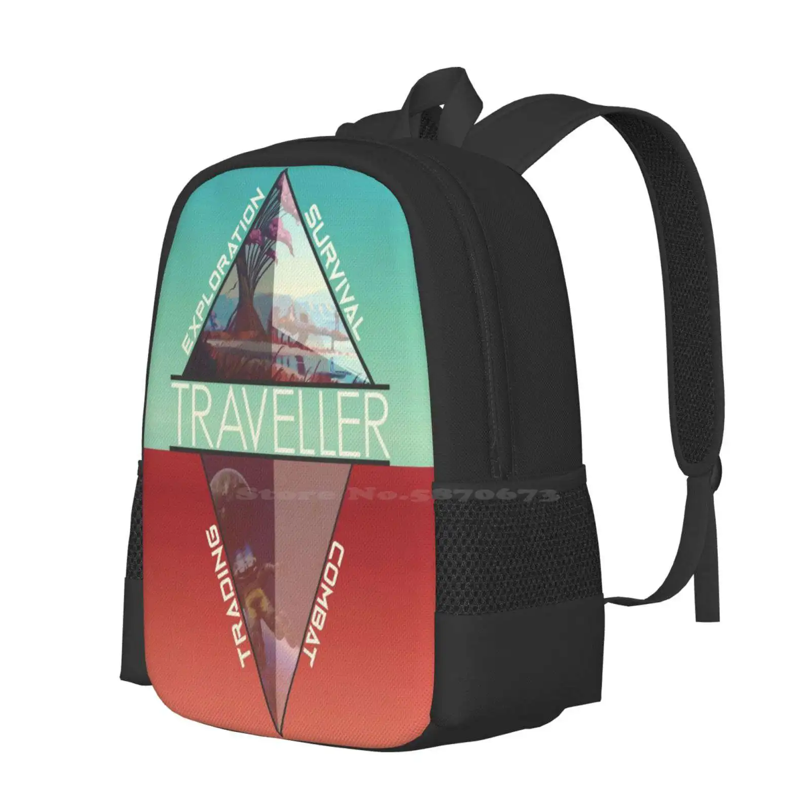 Traveller Teen College Student Backpack Pattern Design Bags Traveller Traveler No Mans Sky Atlas Explore Exploration Survive