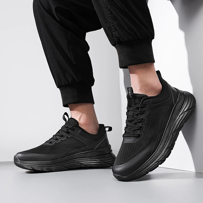 

Men's Autumn New Arrival Black Leather Shoes - Breathable Thick-Sole Stylish Sneakers, Casual & Sporty, Versatile & Lightweight