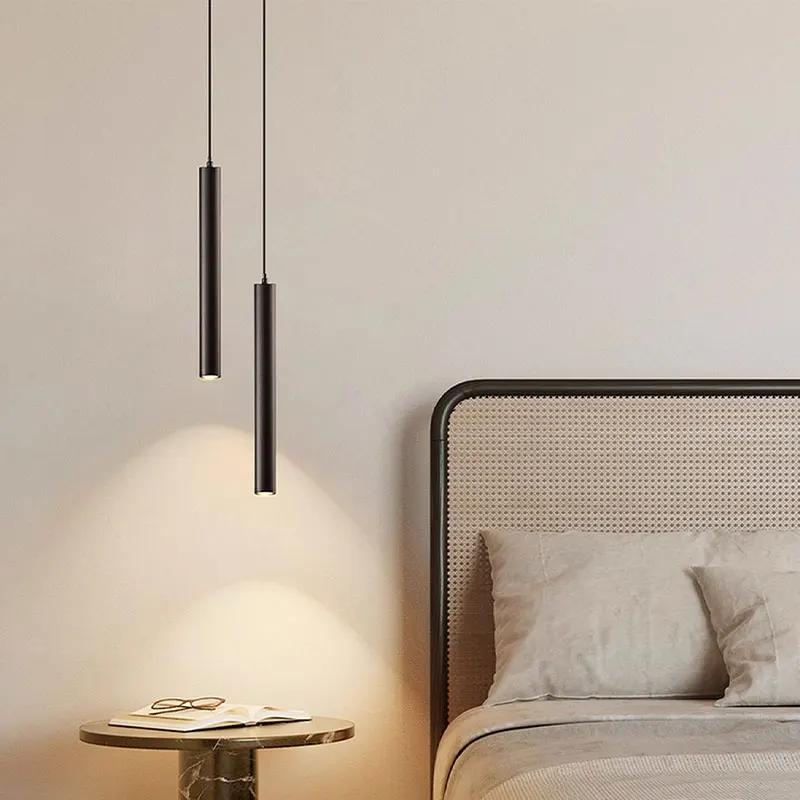 

Black Indoor LED Chandelier Lamps Adjustable Line Suspended Hanging Lighting Nordic LED Cord Pendant Lights for Bedroom Kitchen