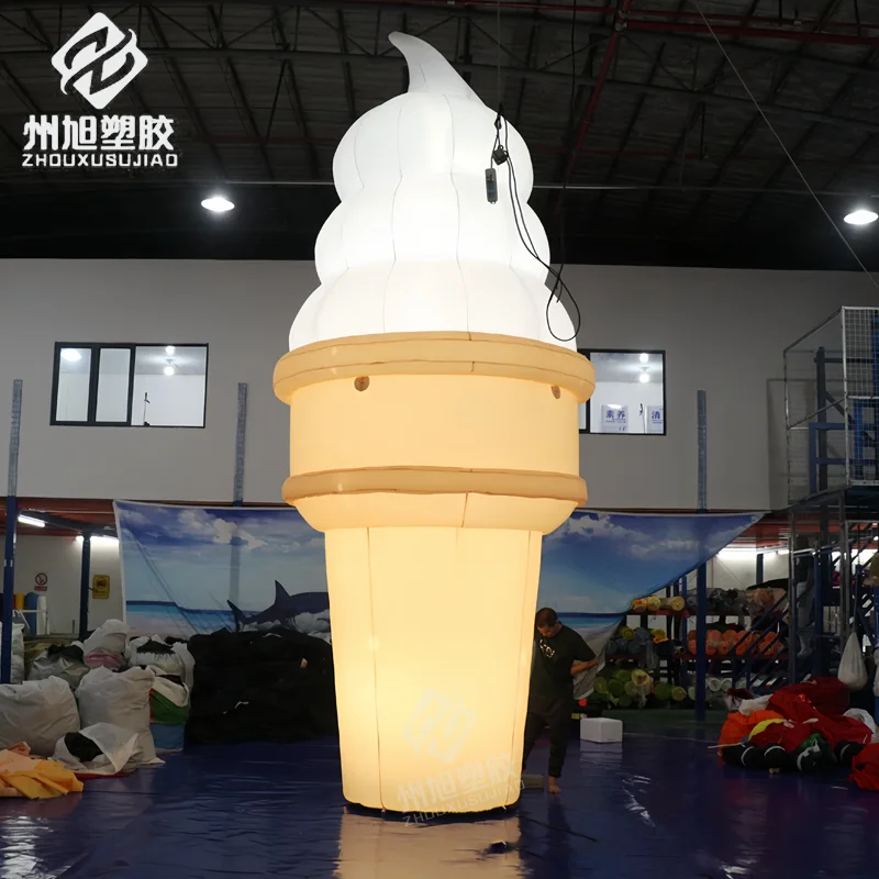 

Oxford cloth inflatable ice cream model with LED lights for outdoor shopping mall display, advertising promotion and decoration.