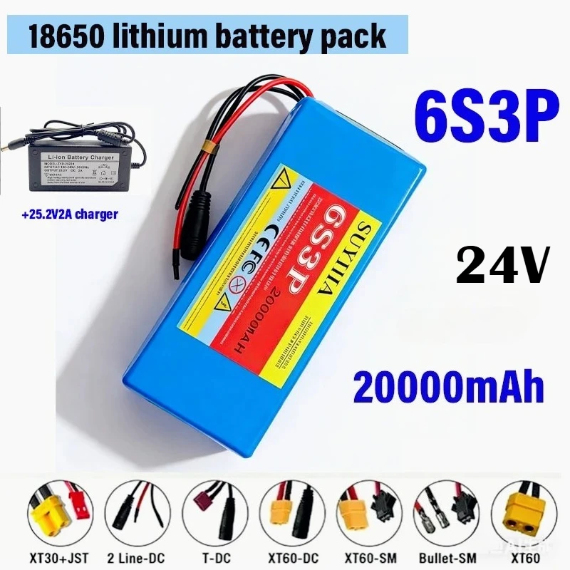 

24V 20Ah 18650 6s3p Lithium Battery 24V 20000mAh Lithium-ion Battery Pack+charger for Electric Scooter