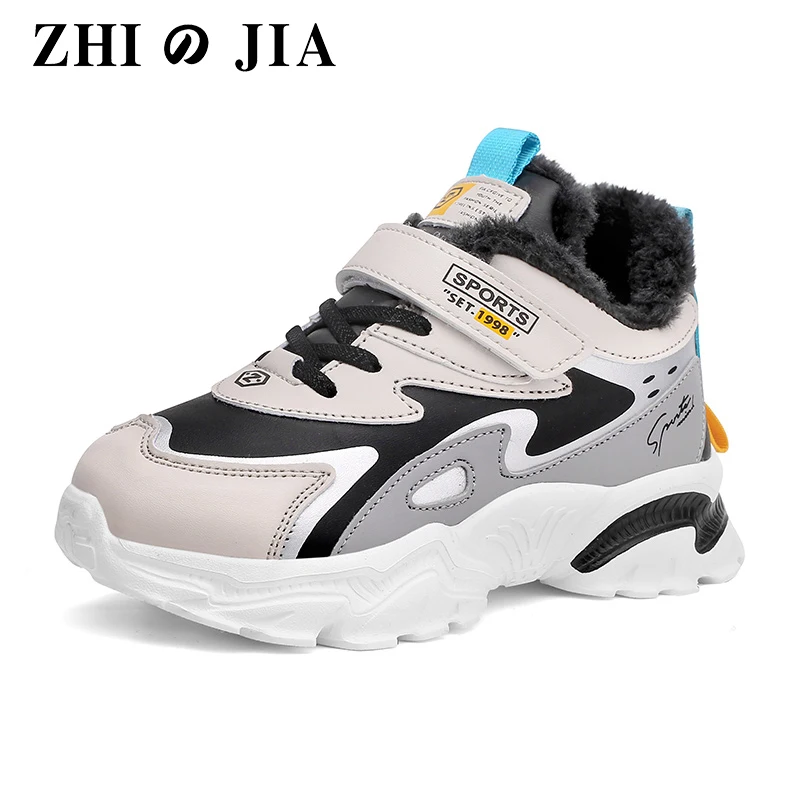 Winter Children Sneakers Girls Plush Cotton Shoes Comfortable Keep Warm Winter Shoes Kid Casual Sports Shoes Boy Furry Autumn