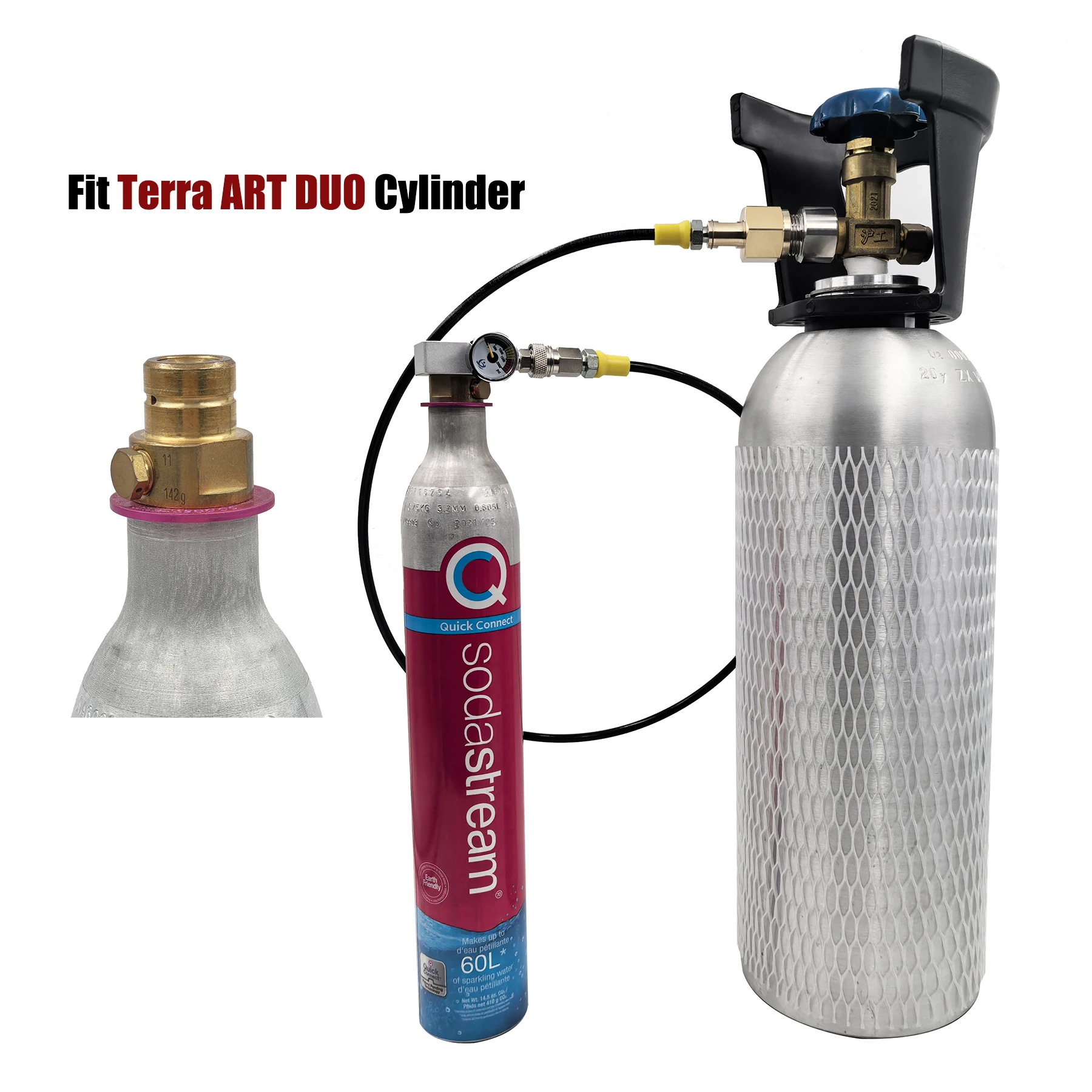 2025 Carbon Dioxide Cylider Filling Adapter Carbonator Refill Fill Station Hose for Pink CO2 Cylinder Bottle DUO Terra Art Gaia