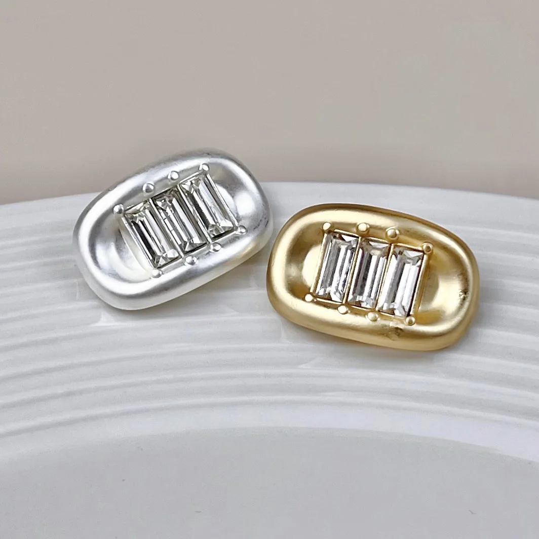 

10pcs Metal Button Sewing Coat High-Grade Button DIY Craft Clothing Accessory Inlay Rhinestone Decorative Oval Buttons 15mm/23mm