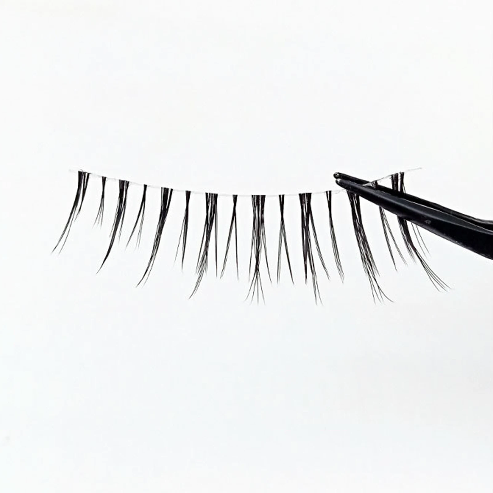 Cílios postiços de banda transparente estilo coreano cílios de tira de aparência natural 6-12mm comprimento misto c onda cílios de fibra preta