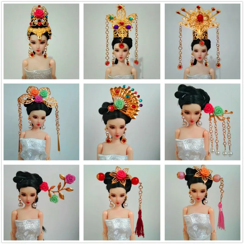 

2022 Chinese Costume Doll Headdress Children's Doll Costume Jewelry Hair Accessories Hairpin 30cm Doll Antique Accessories LE058