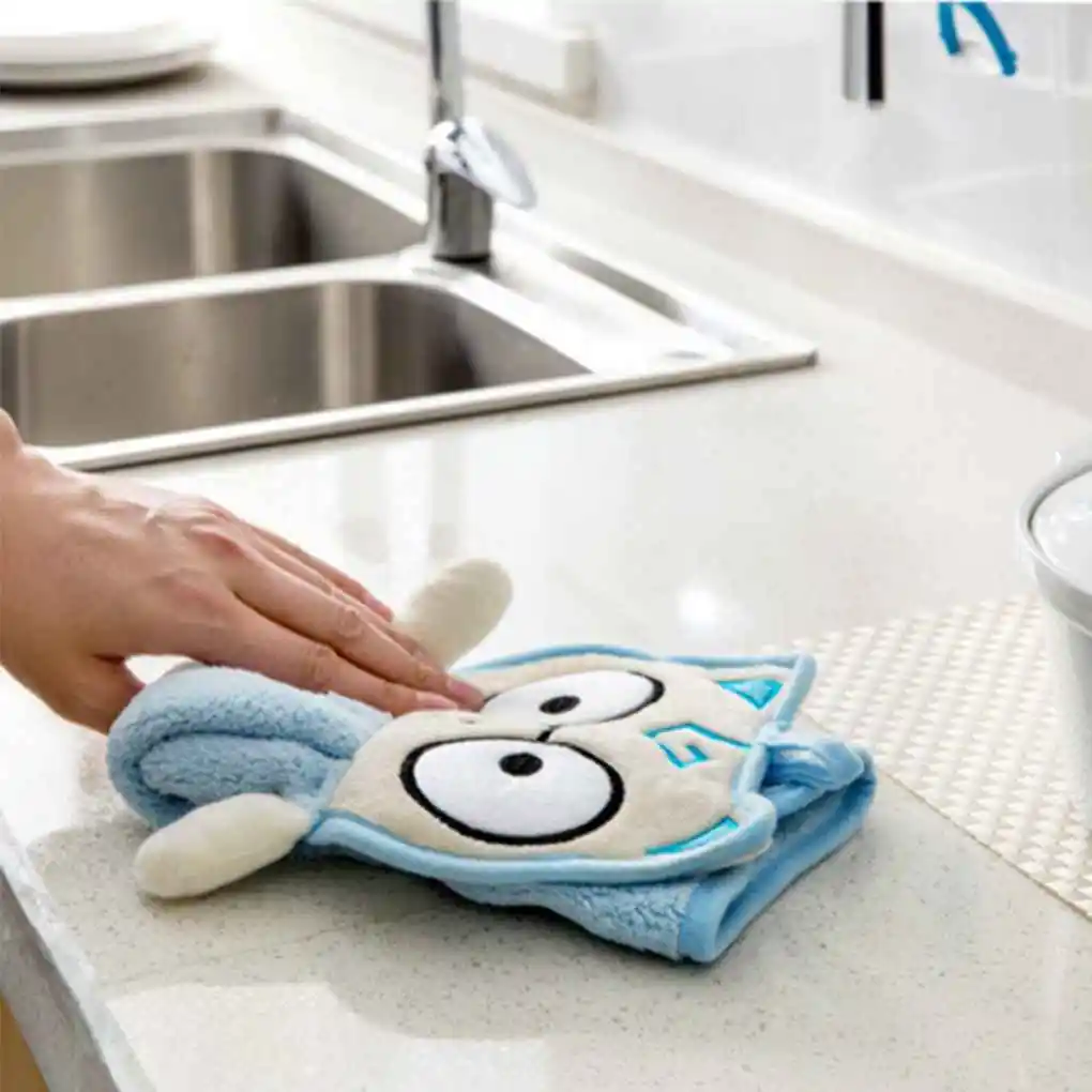 Kitty Hanging Plush Hand Towel Thicken Handkerchief Multifunctional Towels Washcloths Bathroom Kitchen Household