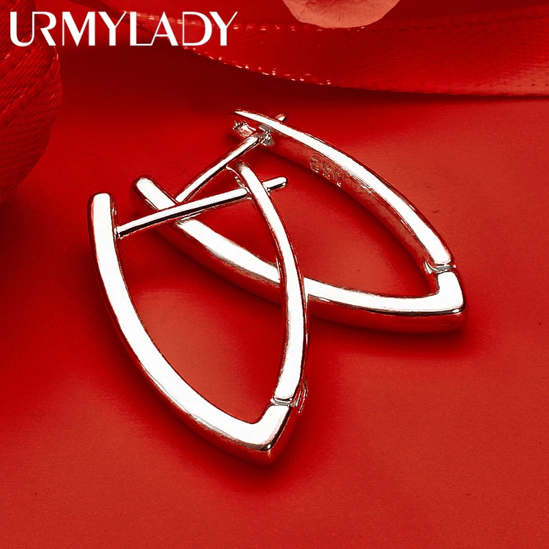 

URMYLADY 925 Sterling Silver Smooth Clip Earrings for Women Luxury Hoop Wedding Engagement Party Fshion Charm Jewelry