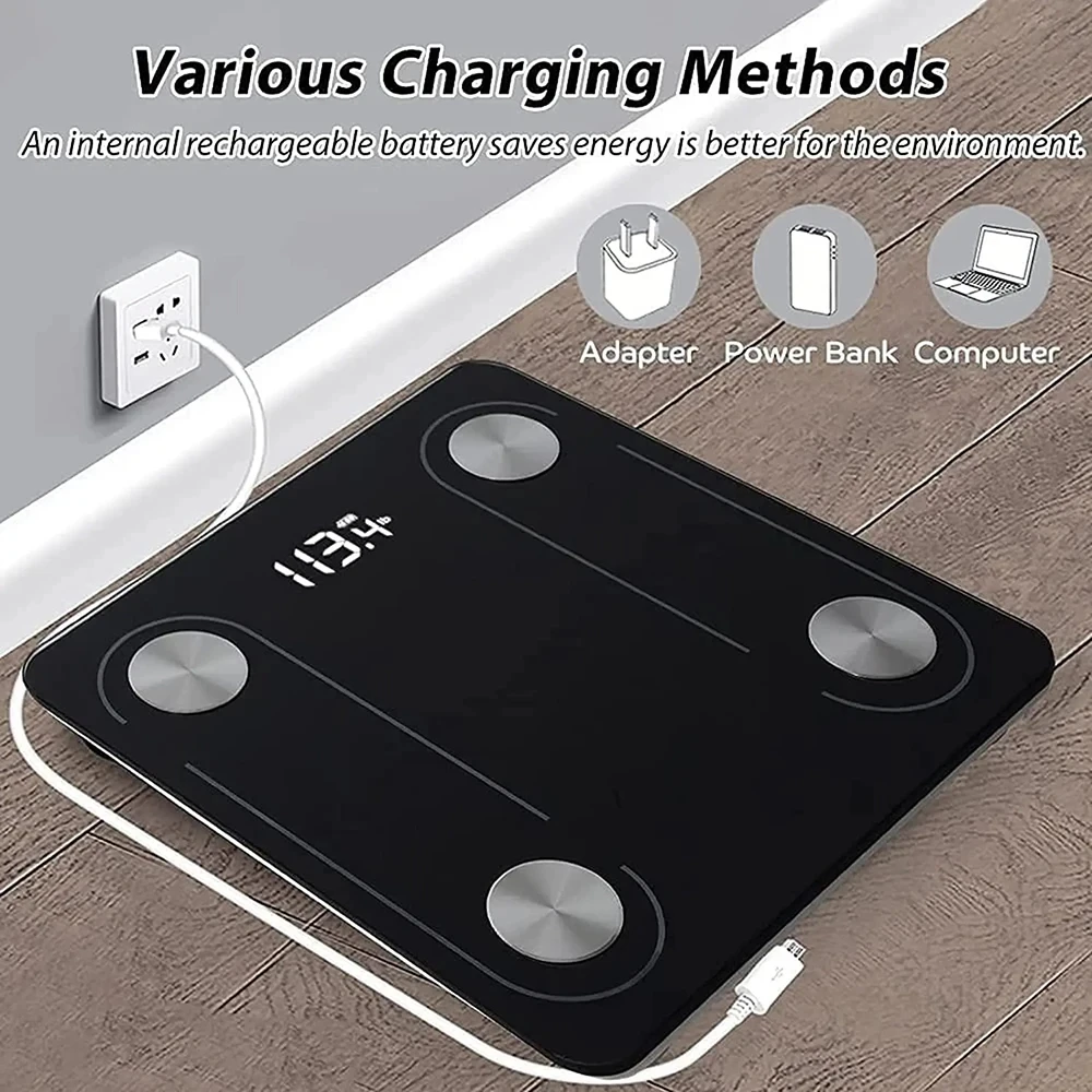 مقياس منزلي بلوتوث لدهون الجسم، تطبيق تحليل متنقل دقيق، محلل إلكتروني ذكي، مقياس وزن محمول للحمام